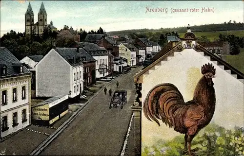 Ak Arenberg Koblenz in Rheinland Pfalz, Straßenpartie im Stadtteil, Roter Hahn, Ansichtskarten Kiosk