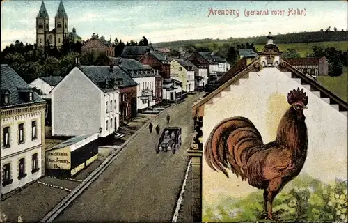 Ak Arenberg Koblenz in Rheinland Pfalz, Straßenpartie im Stadtteil, Roter Hahn, Ansichtskarten Kiosk