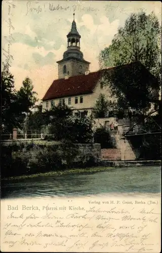 Ak Bad Berka in Thüringen, Pfarrei mit Kirche