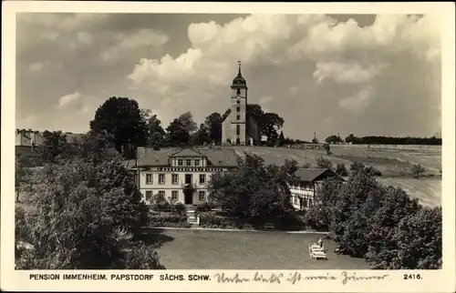 Ak Papstdorf Gohrisch Sächs. Schweiz, Pension Immenheim mit Umgebung