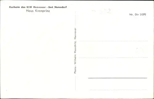 Ak Bad Nenndorf an der Weser, Kurheim d. BSW Hannover, Haus Kronprinz