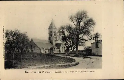 Ak Noirmoutier Vendée, L'Eglise, vue prise de la Place d'Armes