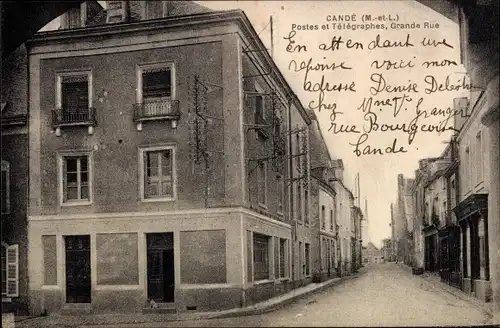 Ak Candé Maine et Loire, Postes et Telegraphes, Grande Rue