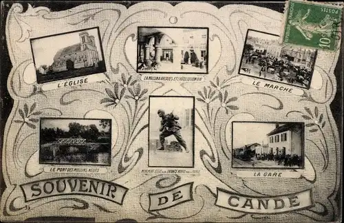 Ak Candé Maine et Loire, Le Marche, La Gare, L'Eglise, Monument