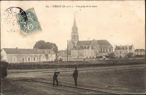 Ak Tiercé Maine et Loire, Vue prise de la Gare