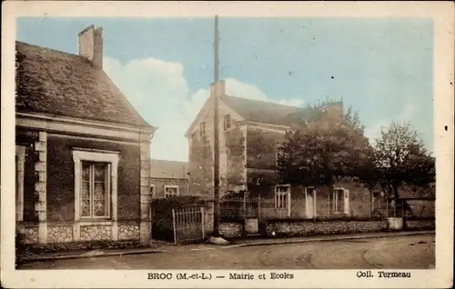 Ak Broc Maine et Loire, Mairie et Ecoles