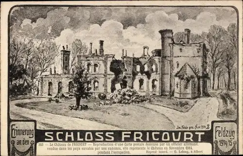 Künstler Ak Fricourt Somme, Schloss, Feldzug 1914 1915