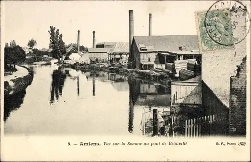 Ak Amiens Somme, Vue sur la Somme au pont de Beauville