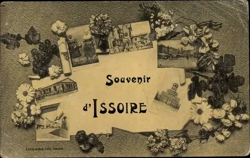 Ak Issoire Puy de Dôme, Stadtansichten, Blumen, Weintrauben
