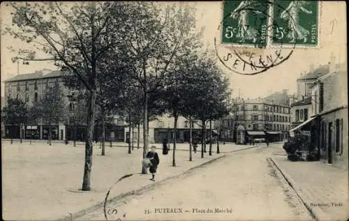 Ak Puteaux Hauts de Seine, Place du Marche
