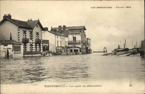 Ak Trentemoult Loire Atlantique, Les Inondations 1904, Les quais au debarcadere
