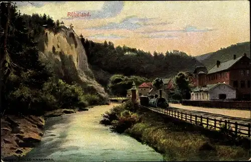 Ak Rübeland Oberharz am Brocken, Zahnradbahn Blankenburg Rübeland Tanne, Fluss