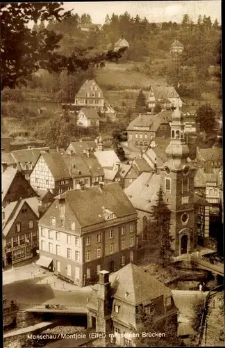 Ak Monschau Montjoie in der Eifel, Teilansicht mit. s. Brücken