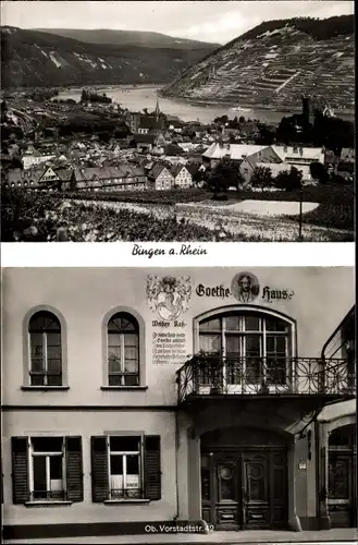 Ak Bingen am Rhein, Panorama, Goethe Haus, Ob. Vorstadtstraße 42