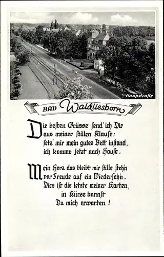 Ak Bad Waldliesborn Lippstadt in Westfalen, Hauptstraße, Gedicht