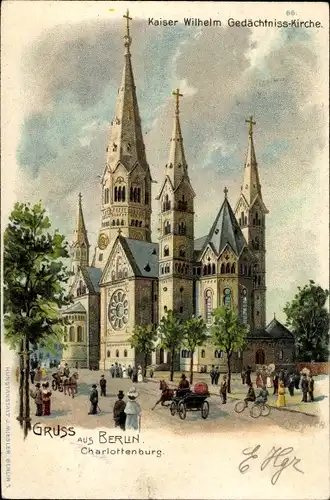 Litho Berlin Charlottenburg, Kaiser Wilhelm Gedächtnis Kirche
