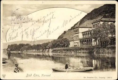 Ak Bad Ems an der Lahn, Kursaal, Ruderpartie, Trenkler 2867 S