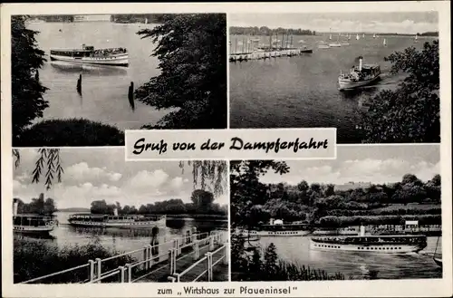 Ak Berlin Zehlendorf Wannsee, Pfaueninsel, Dampferfahrt, Wirtschaft zur Plaueninsel