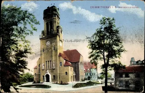 Ak Crimmitschau in Sachsen, Blick auf die Johanniskirche