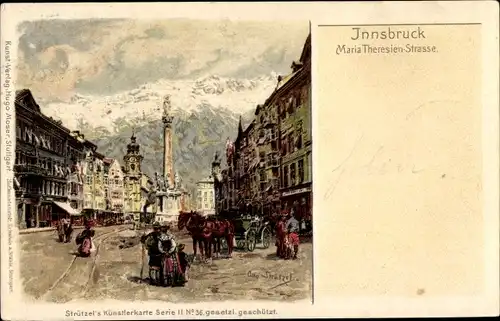 Künstler Litho Strützel, Otto, Innsbruck in Tirol, Maria Theresien Straße