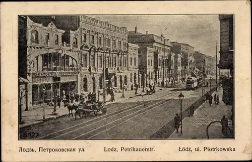 Ak Lodz Lodsch Polen, Petrikauerstraße