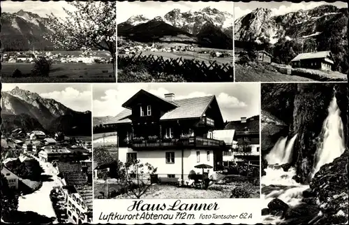 Ak Abtenau in Salzburg, Haus Lanner, Wasserfall, Panorama vom Ort