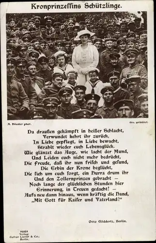 Gedicht Ak Kronprinzessin Cecilie von Preußen, Soldaten, Söhne