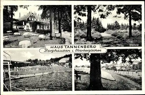 Ak Berghausen Lindlar im Oberbergischen Kreis, Haus Tannenberg, Bad Würden, Waldweg