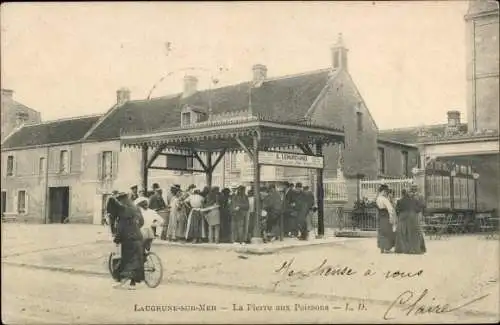 Ak Langrune sur Mer Calvados, La Pierre aux Poissons