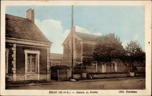 Ak Broc Maine et Loire, Mairie et Ecoles