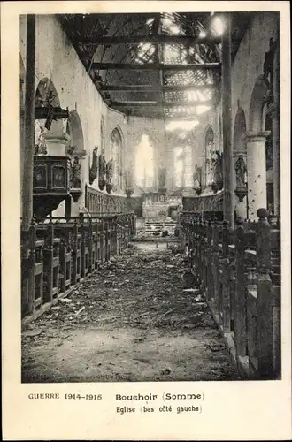 Ak Bouchoir Somme, Eglise, Guerre 1914-1918