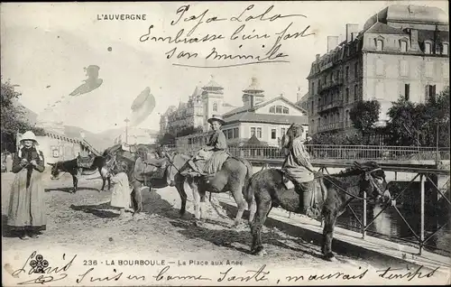 Ak La Bourboule Puy-de-Dôme, La Place aux Anes