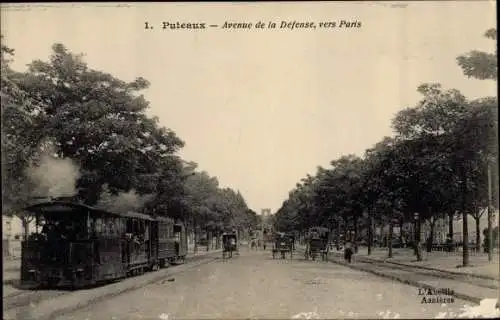 Ak Puteaux Hauts de Seine, Avenue de la Defense, vers Paris