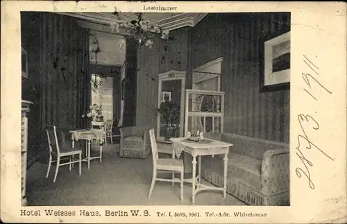 Ak Berlin Mitte, Hotel Weißes Haus, Innenansicht