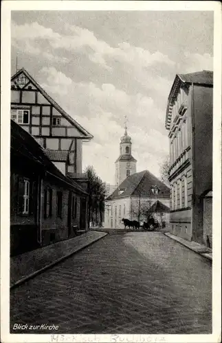 Ak Märkisch Buchholz in Brandenburg, Blick zur Kirche, Pferdegespann