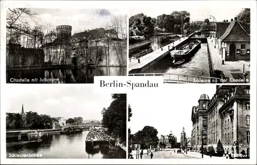 Ak Berlin Spandau, Rathaus, Zitadelle, Schleusenbrücke, Juliusturm