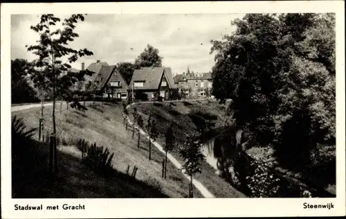 Ak Steenwijk Steenwijkerland Overijssel, Stadswal met Gracht