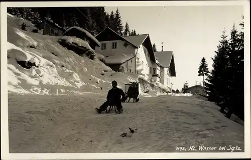 Ak Heilig Wasser Tirol, Schlittenfahrer, Gasthaus Heilig Wasser