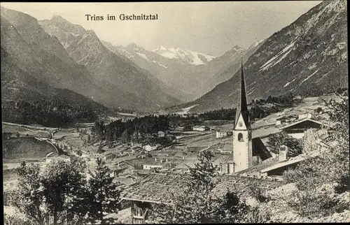 Ak Trins in Tirol, Blick auf den Ort im Gschnitztal