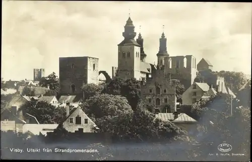 Ak Visby Wisby Schweden, Utsikt fran Strandpromenaden