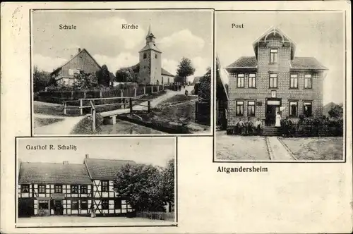 Ak Altgandersheim Bad Gandersheim in Niedersachsen, Schule, Kirche, Post, Gasthof R. Schalitz