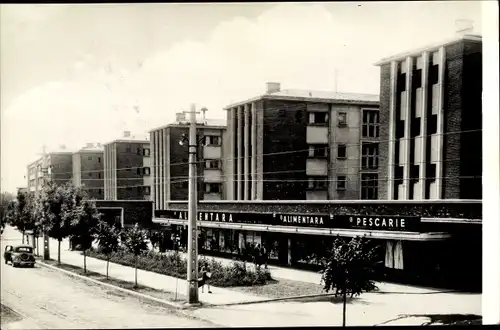 Ak București Bukarest Rumänien, Straßenpartie, Häuser, Alimentara, Pescarie
