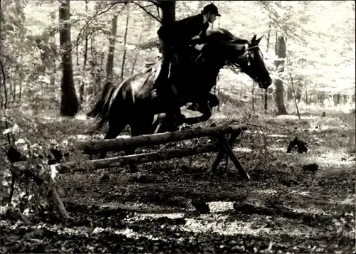 Foto Pferd mit Reiter, Sprung über ein Hindernis, Querfeldeinrennen, Foto Mitschke, Wiesbaden