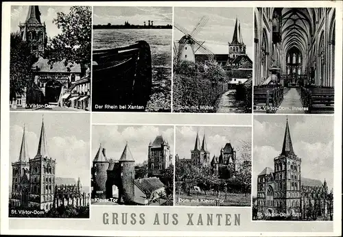 Ak Xanten Niederrhein, Rhein, St. Viktor Dom, Windmühle, Klever Tor 