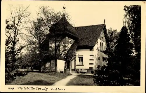 Foto Ak Coswig in Sachsen, Parkhaus, Heilstätte