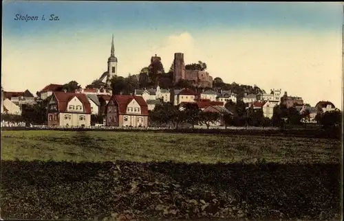 Ak Stolpen in Sachsen, Teilansicht mit Ruine