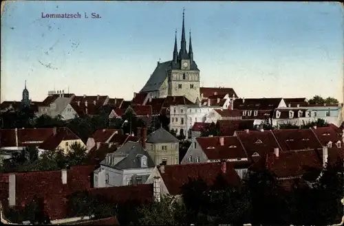 Ak Lommatzsch in Sachsen, Stadtübersicht, Kirche