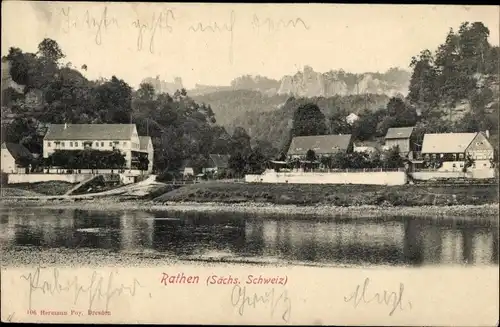 Ak Rathen an der Elbe Sächsische Schweiz, schöne Detailansicht