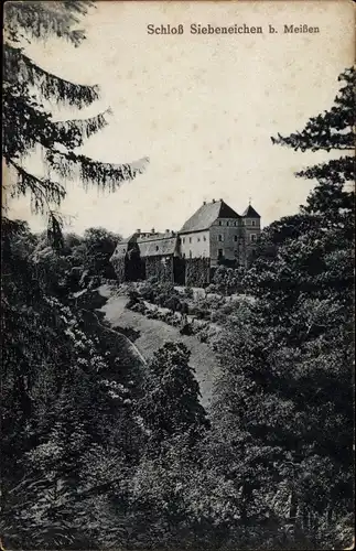 Ak Siebeneichen Meißen in Sachsen, Blick auf das Schloss Siebeneichen mit Umgebung