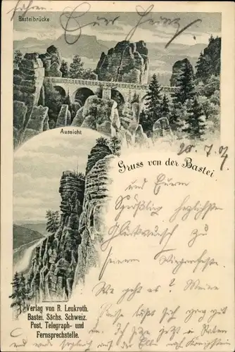 Litho Lohmen im Elbsandsteingebirge, Bastei, schöne Detailansicht